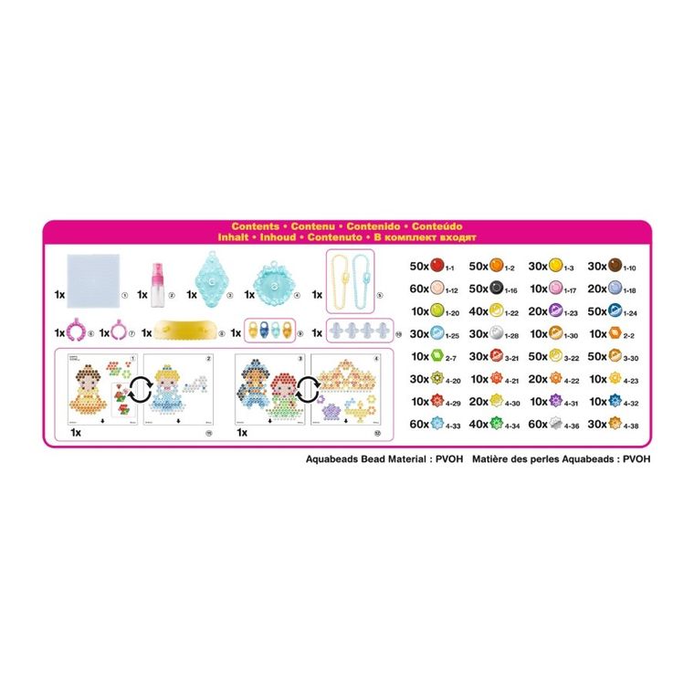 Aquabeads, Księżniczki Disneya, Błyszczące księżniczki, koraliki wodne, zestaw startowy, 800 elementów, 31997