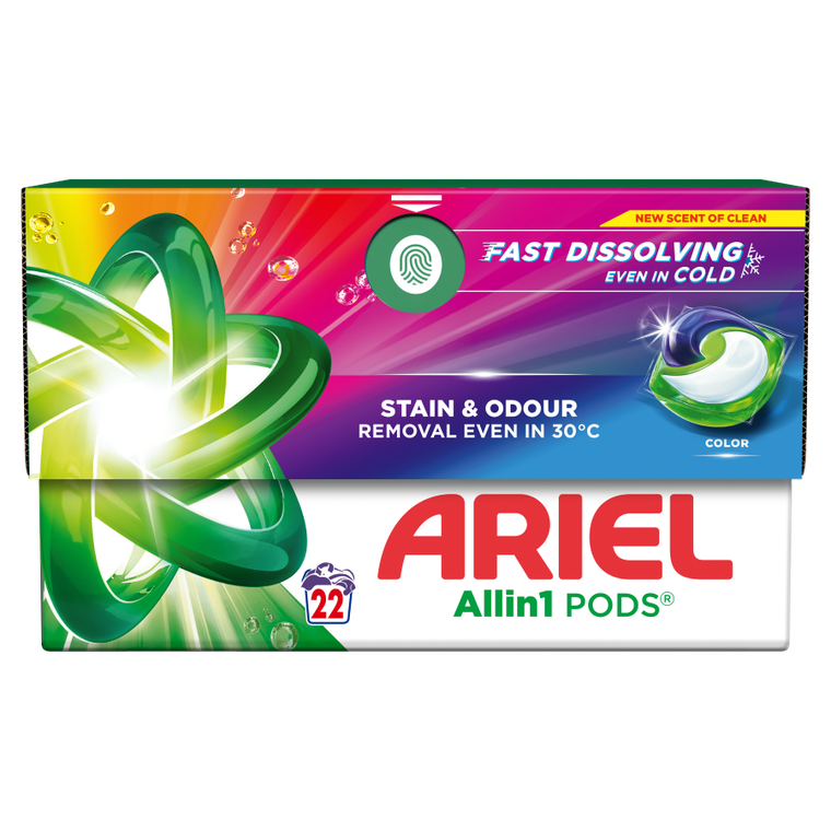 Ariel, Allin1 Pods, kapsułki do prania ze środkiem piorącym w płynie, 22 prań, Color