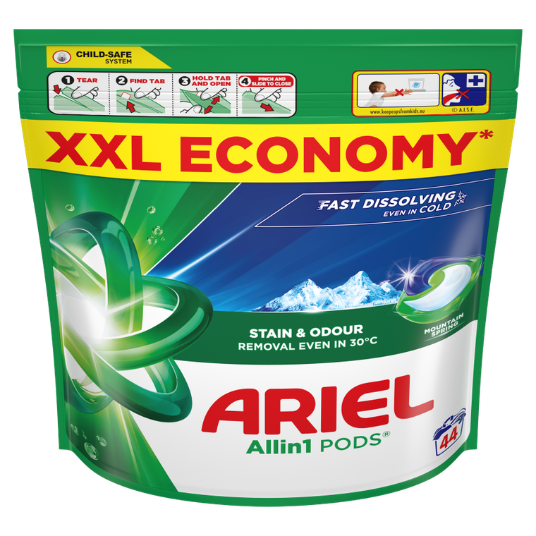 Ariel, Allin1 Pods, kapsułki do prania ze środkiem piorącym w płynie, 44 prań, Mountain Spring