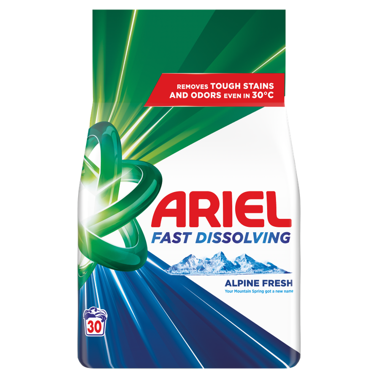 Ariel, proszek do prania, detergent piorący, 1.65 kg, 30 prań, Alpine Fresh