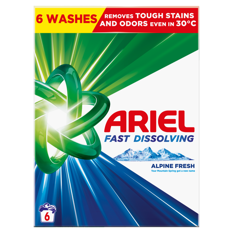 Ariel, proszek do prania, detergent piorący, 330g, 6 prań, Alpine Fresh