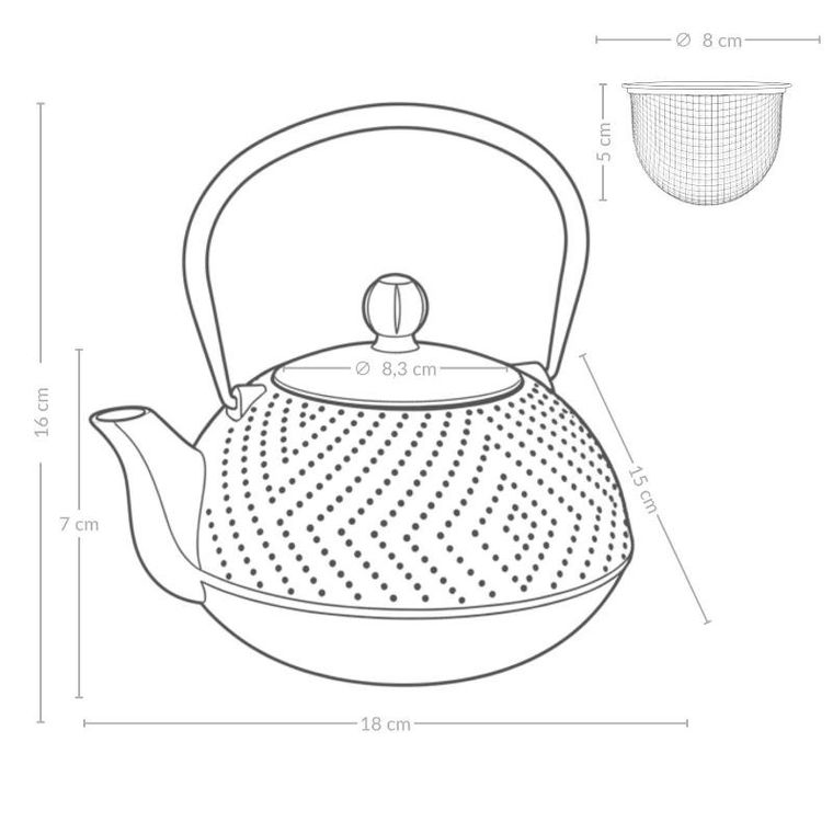Aromelio, Kamin, czajnik żeliwny z zaparzaczem, 900 ml