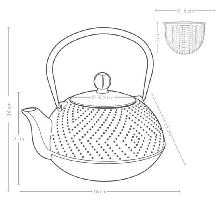Aromelio, Kamin, czajnik żeliwny z zaparzaczem, 900 ml
