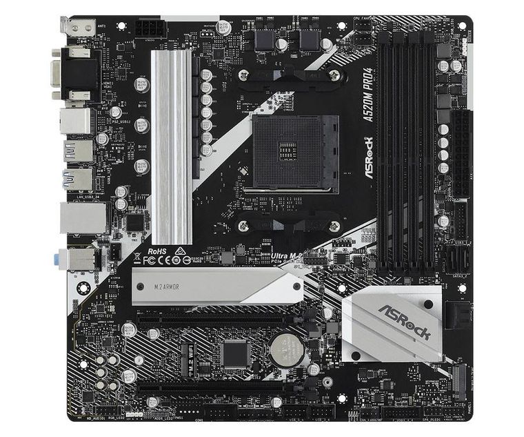 Asrock, płyta główna, A520M Pro4 AM4 4DDR4 HDMI/DP/VGA M.2 mATX