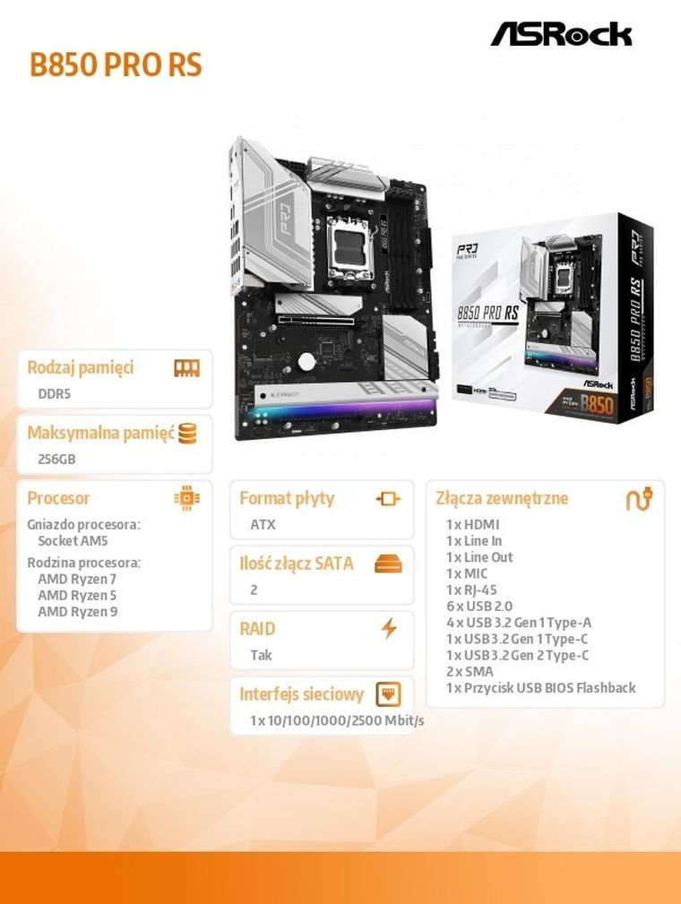 Asrock, płyta główna, B850 Pro RS
