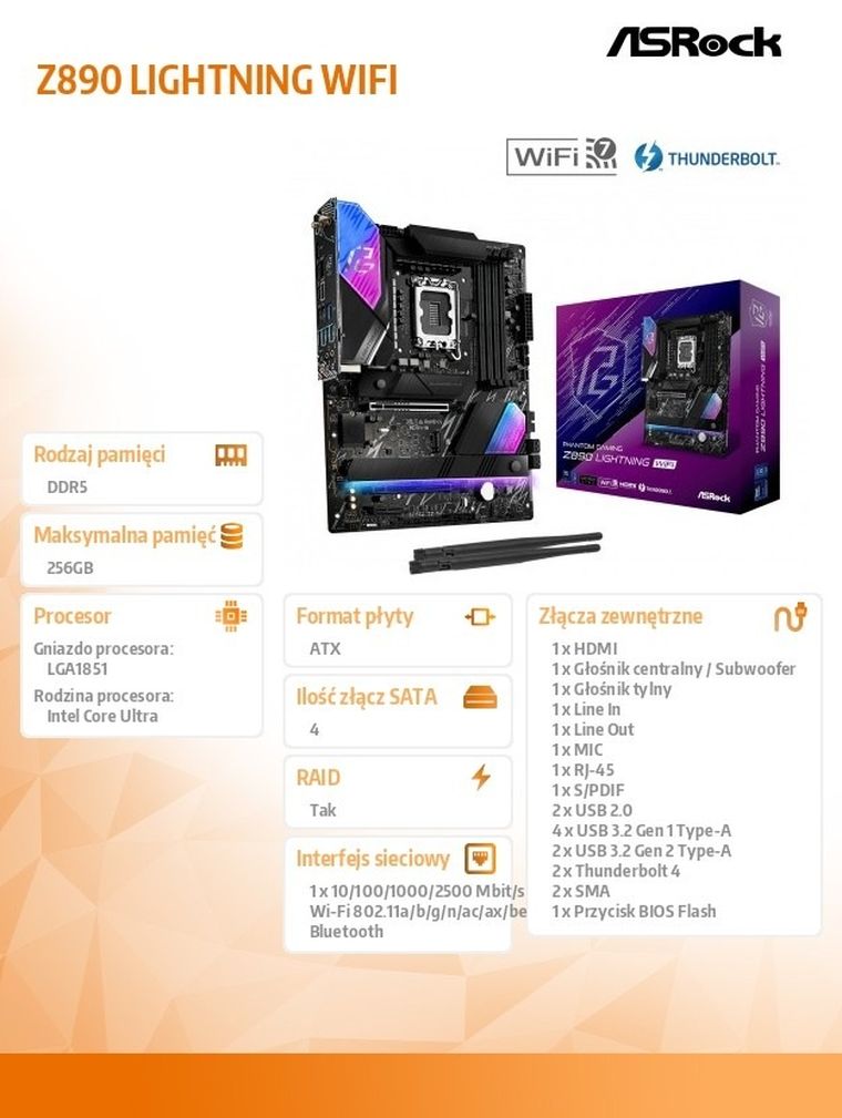 ASRock, płyta główna, Z890 LIGHTNING WIFI ATX