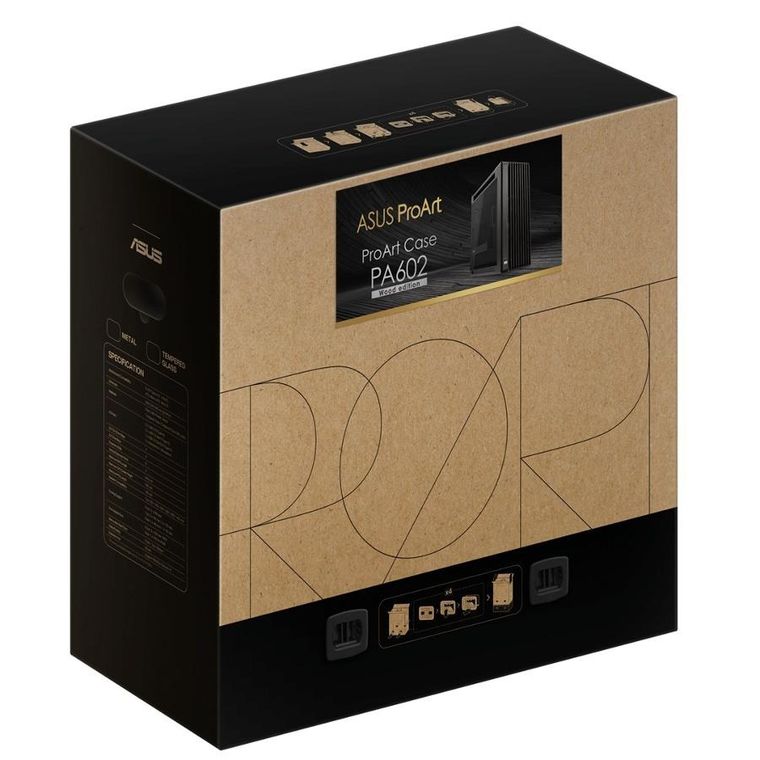Asus, obudowa komputerowa, PROART PA602 WOOD TG PWM BLACK