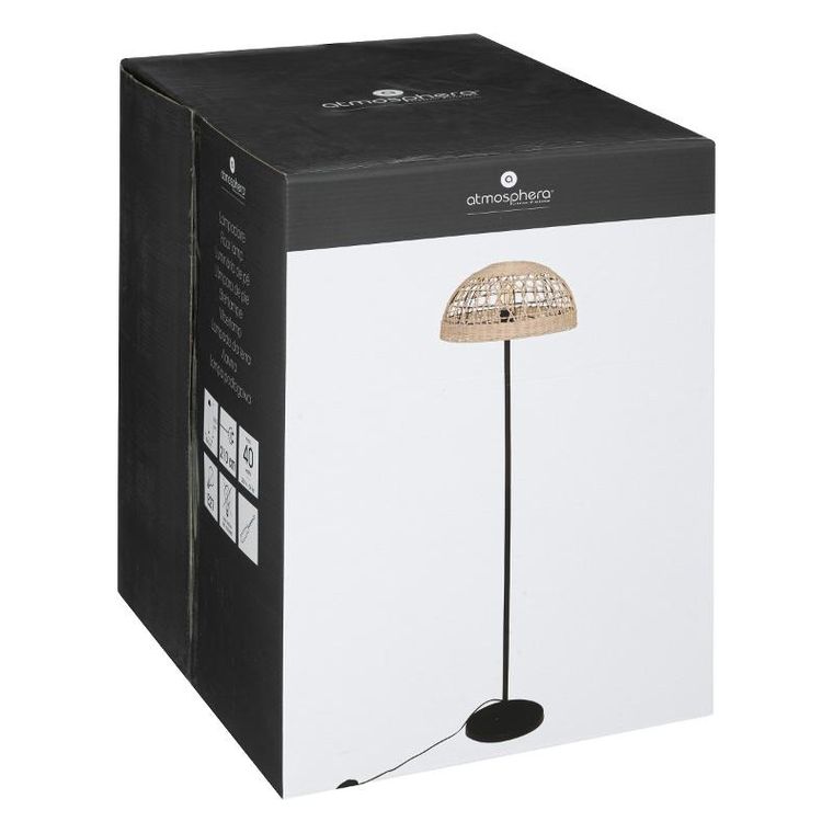 Atmosphera, Rory, lampa podłogowa z plecionym abażurem, 40-150,5 cm