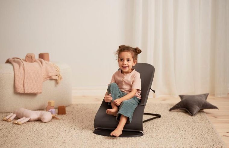 BabyBjörn, Balance Soft Woven, leżaczek + Googly Eyes, zabawka do leżaczka, ciemny szary