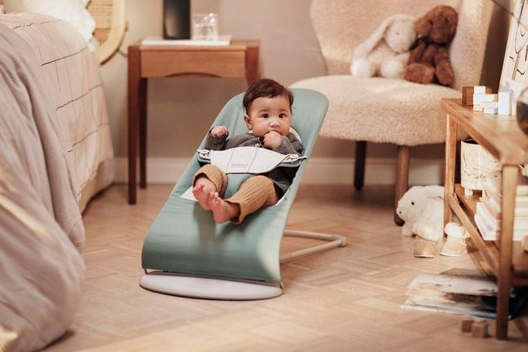 BabyBjörn, Balance Soft Woven/Jersey, leżaczek, jasnoszałwiowy-szary