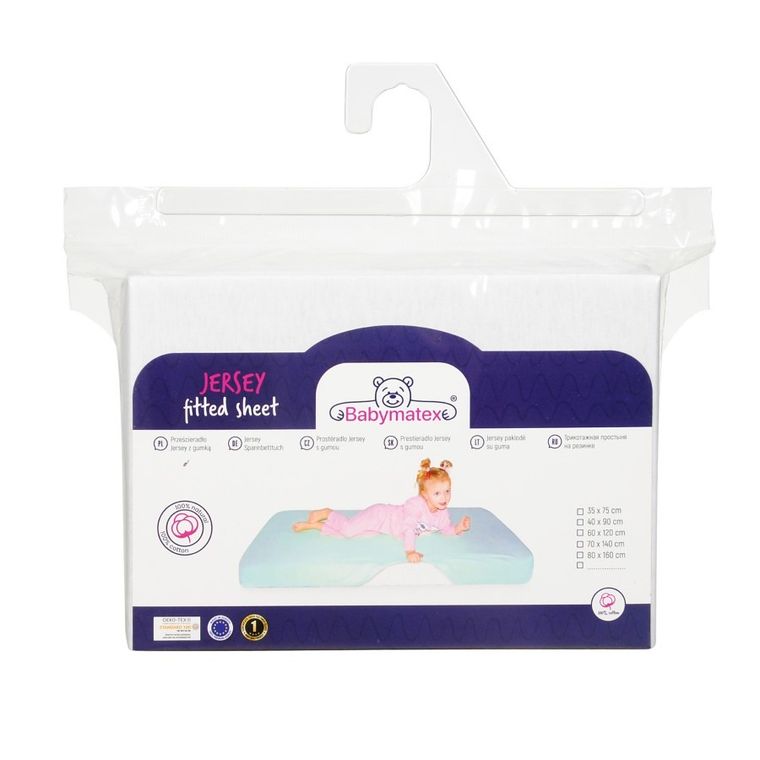 BabyMatex, prześcieradło z gumką, jersey, białe, 60-120 cm