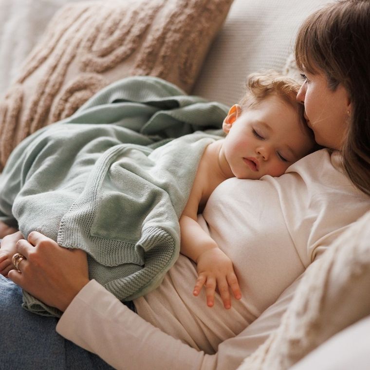 BabyOno, kocyk bawełniany z ociepleniem, szałwiowy, 75-100 cm