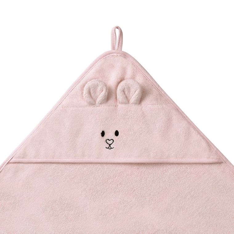 BabyOno, okrycie kąpielowe bambusowe z kapturkiem, różowe, 100-100 cm