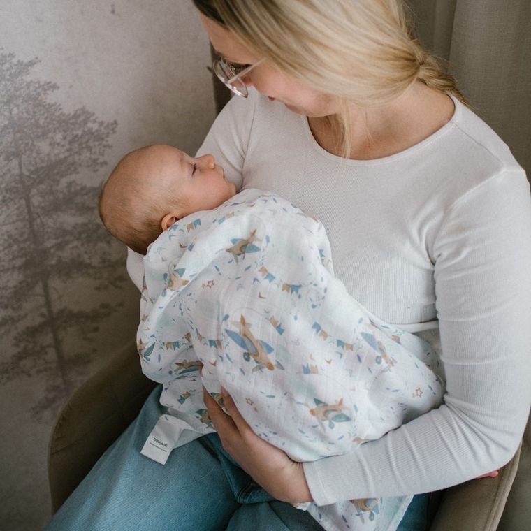 BabyOno, Samoloty, pieluszka bambusowa, 70-70 cm, 3 szt.