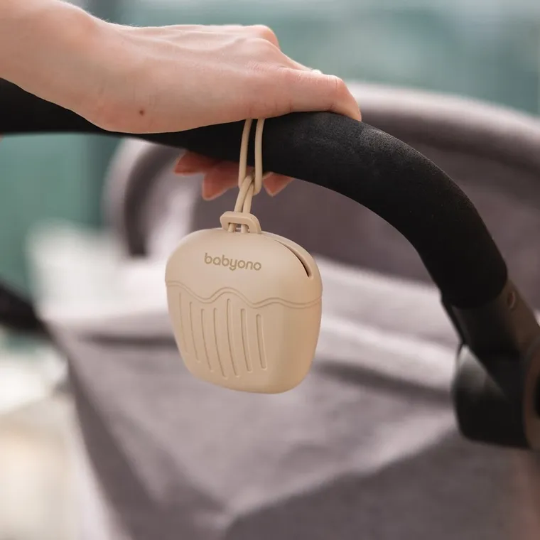 BabyOno, silikonowy pojemnik na smoczek, beżowy