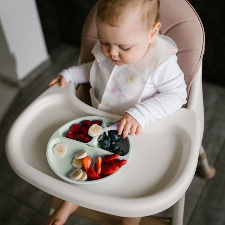 BabyOno, silikonowy talerzyk z przyssawką, miętowy