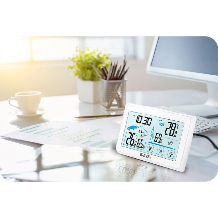 Baldr, stacja pogodowa z wyświetlaczem, biała