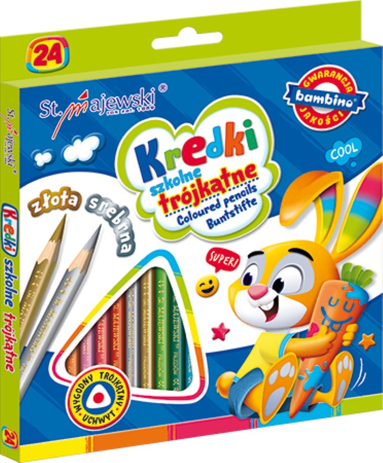 Bambino, kredki ołówkowe, trójkątne, 24 kolory