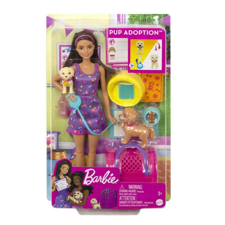 Barbie, Adopcja piesków, zestaw z lalką i akcesoriami