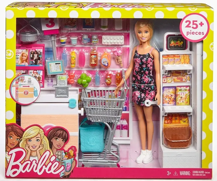 Barbie, Supermarket, zestaw z lalką i akcesoriami
