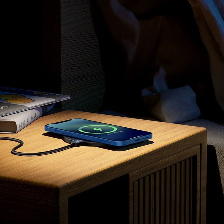 Baseus, ładowarka indukcyjna LED, czarna, 15W