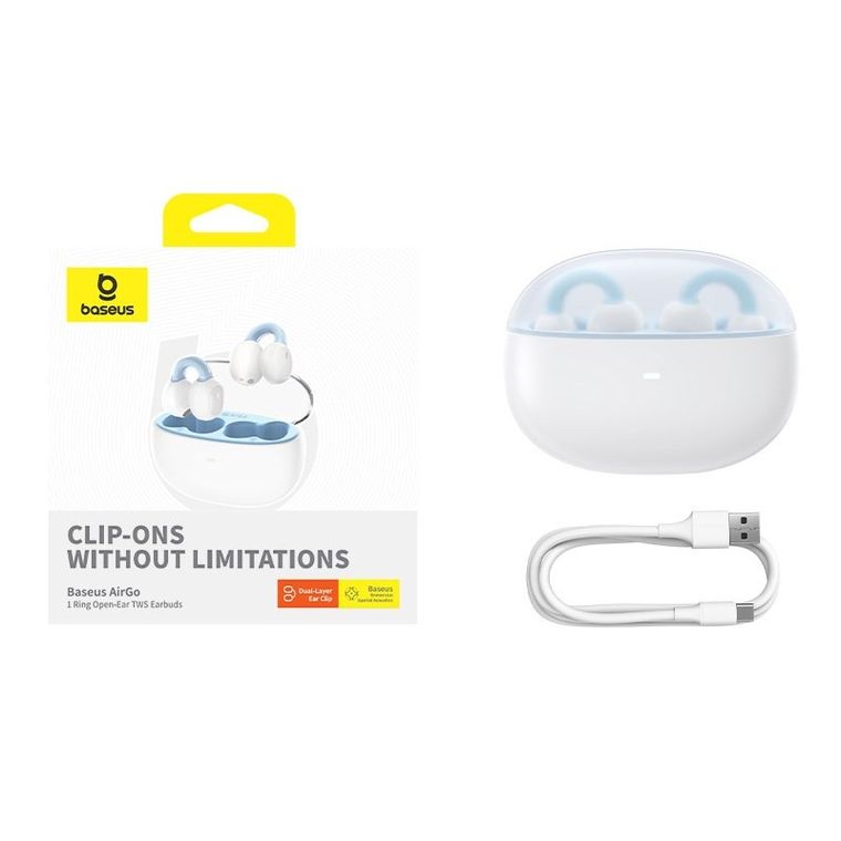 Baseus, słuchawki bezprzewodowe, AirGo 1 Ring Open-Ear TWS, biały