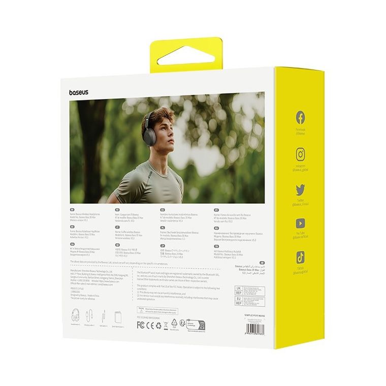 Baseus, słuchawki bezprzewodowe, Bass 35 Max, szary