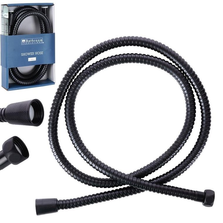Bathroom Solutions, wąż prysznicowy, czarny, 150 cm