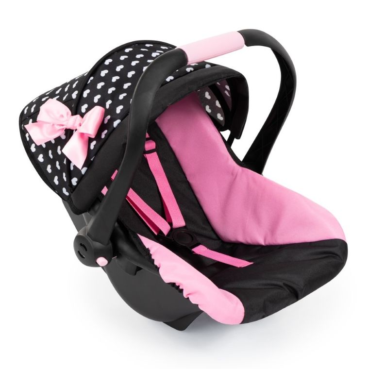Bayer Design, Deluxe, fotelik samochodowy dla lalek z baldachimem, czarno-różowy