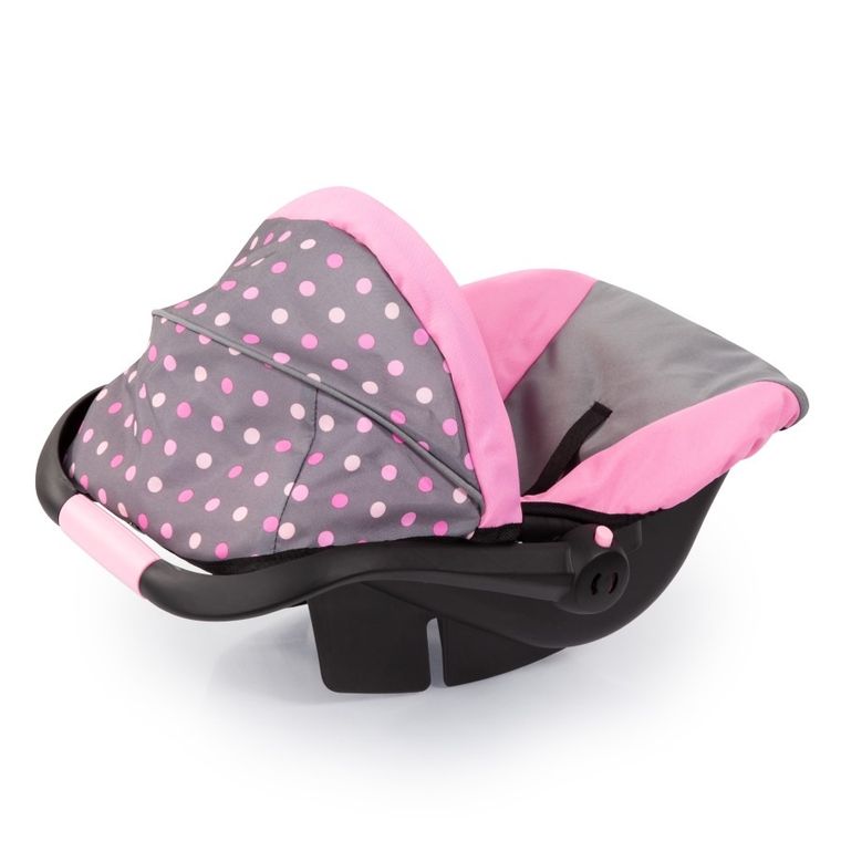 Bayer Design, Deluxe, fotelik samochodowy dla lalek z baldachimem, szaro-różowy z wróżką
