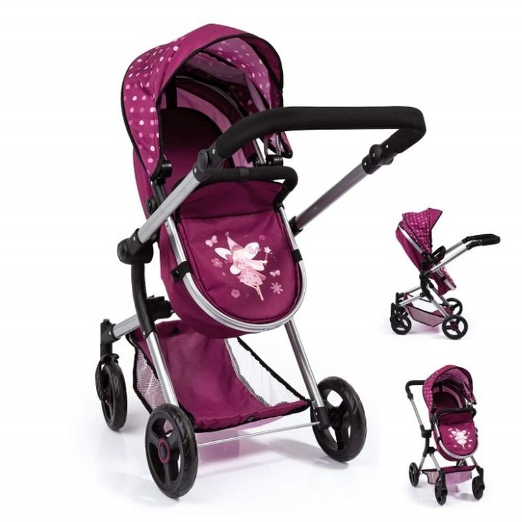 Bayer Design, Neo Vario Combi, głęboki wózek dla lalek z torbą, bordowy