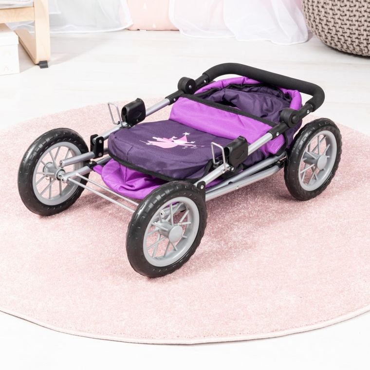 Bayer Design, Trendy, głęboki wózek dla lalek z torbą, fioletowy z wróżką