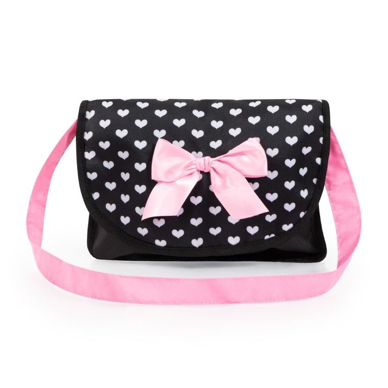 Bayer Design, zestaw podróżny dla lalek: łóżeczko turystyczne, krzesełko do karmienia, mata, torba, akcesoria, czarno-różowy