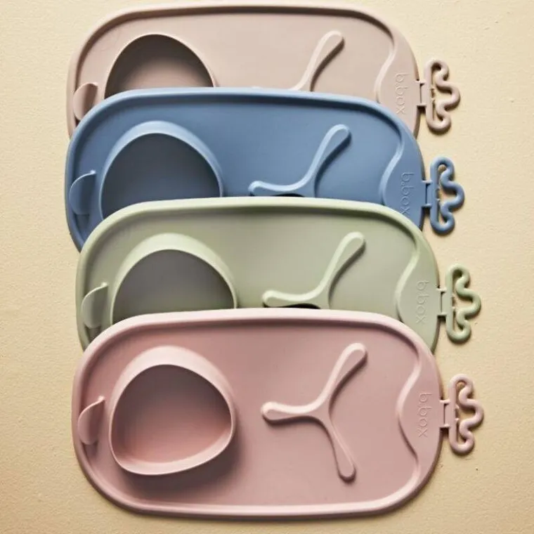 b.box, Roll + Go, zwijana mata do nauki samodzielnego jedzenia dla dzieci, błękit