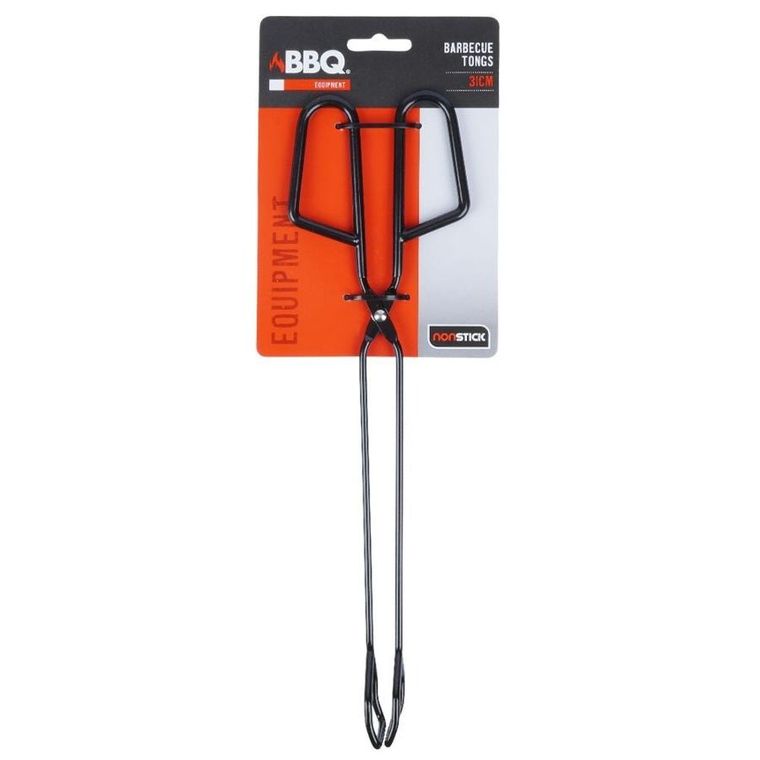 BBQ, szczypce grillowe, metalowe, czarne, 31.5 cm