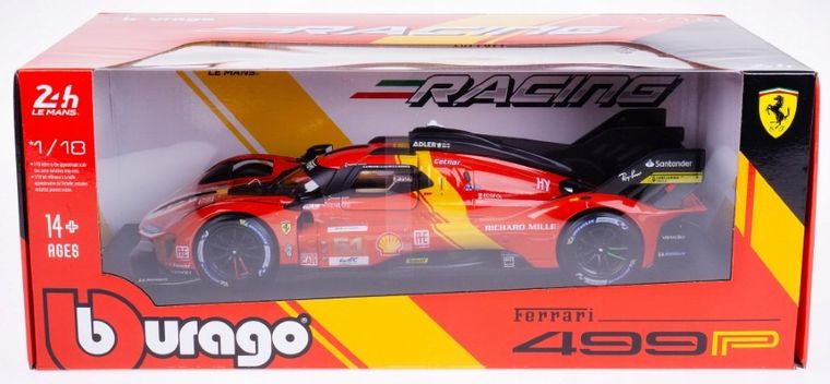 Bburago, Ferrari Racing, 499P LMH Red #51, model pojazdu, 1:18