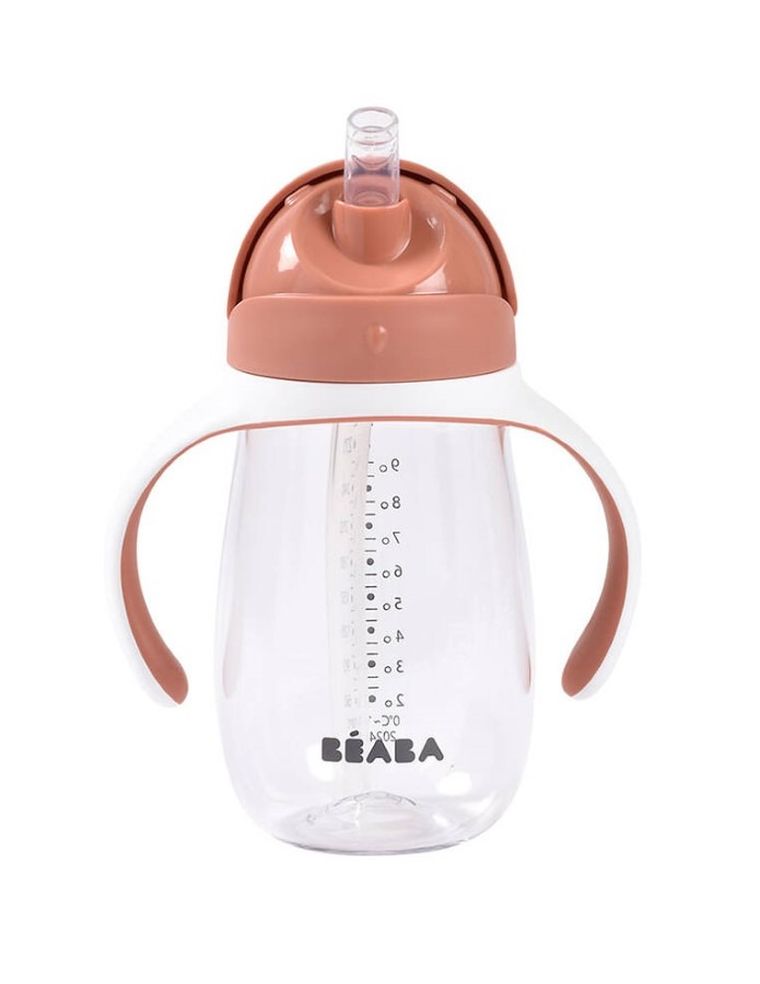 Beaba, bidon niekapek ze słomką, tritanowy, Terracotta, 300 ml