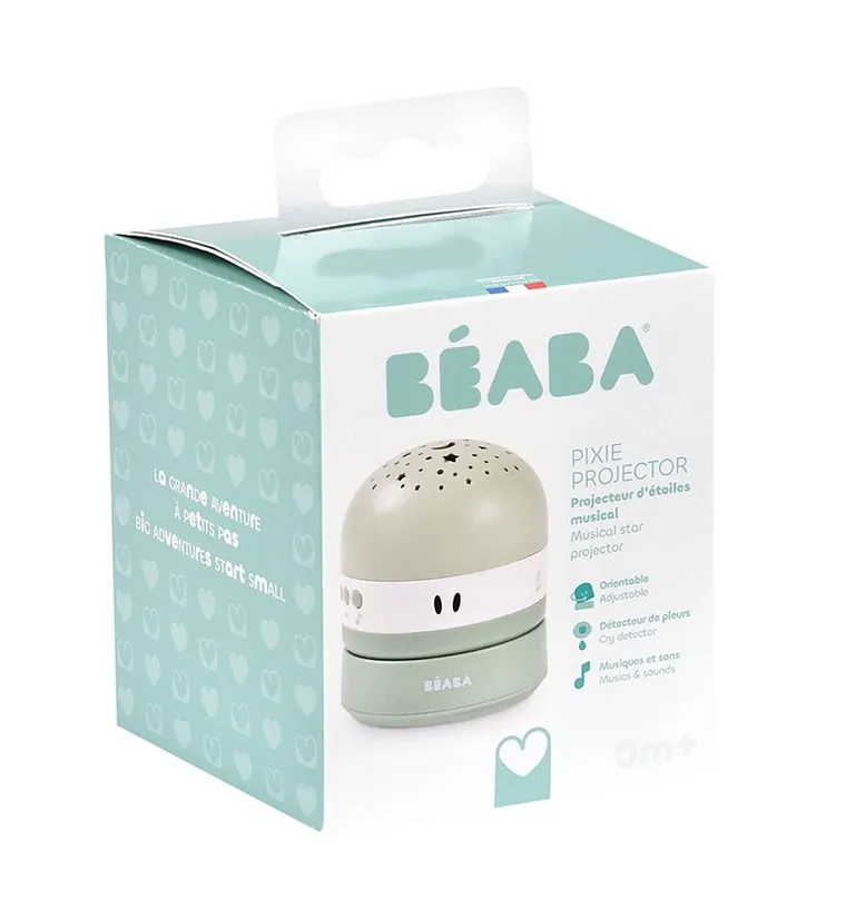 Beaba, Pixie, projektor gwiazd z pozytywką i czujnikiem płaczu, sage green