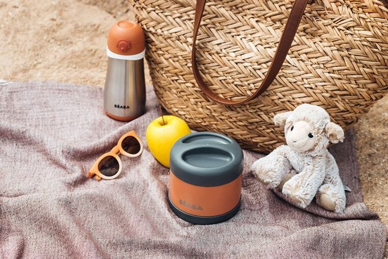 Beaba, termos obiadowy ze stali nierdzewnej, Mineral Grey/Terracotta, 500 ml