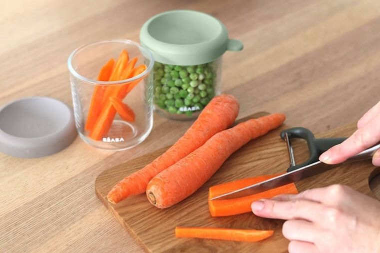 Beaba, zestaw słoiczków szklanych z zamknięciem, Sage Green/Gazelle, 2-250 ml