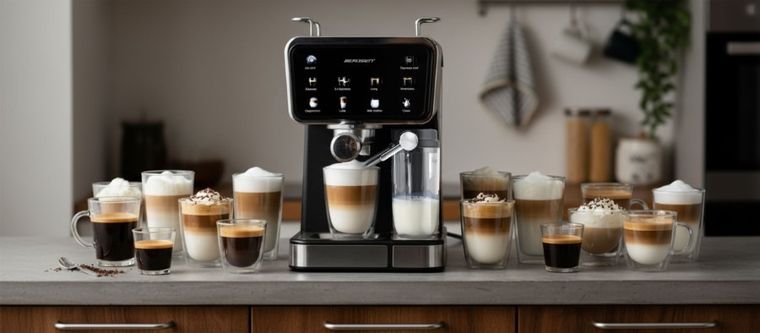 Berdsen, ekspres do kawy kolbowy, ze spieniaczem do mleka, 20 bar, czarny, BD-773