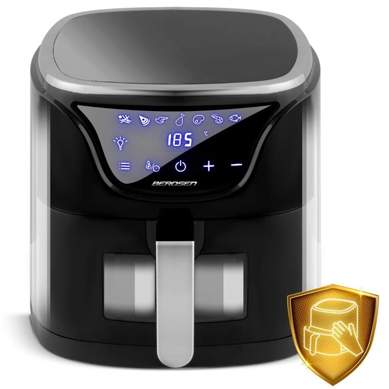 Berdsen, frytkownica beztłuszczowa, air fryer, czarno-srebrna, 5l, BD-652