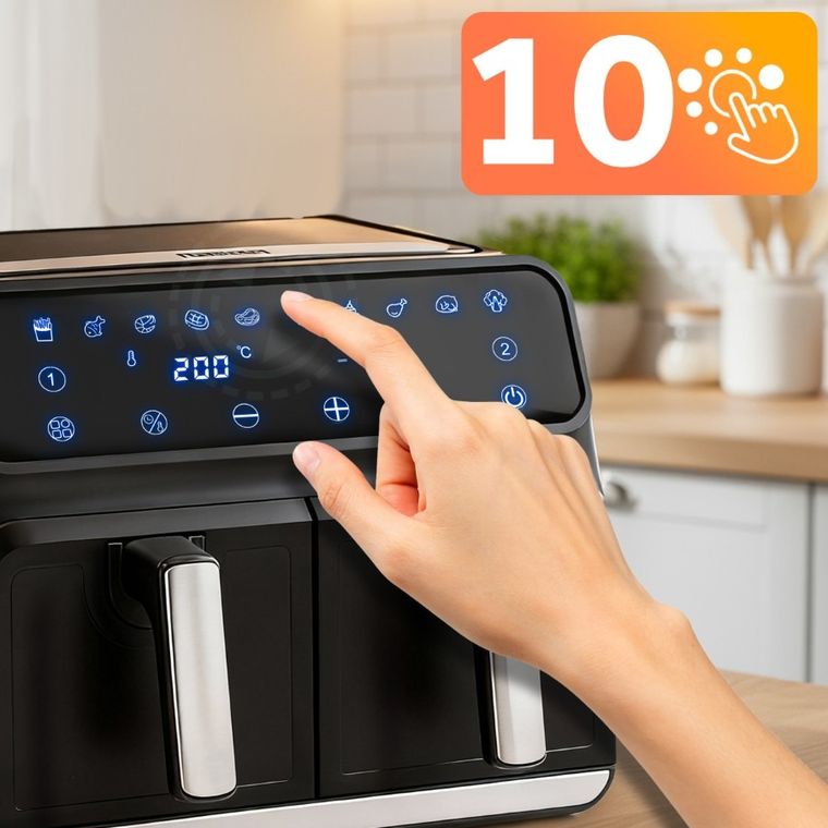 Berdsen, frytkownica beztłuszczowa, air fryer, czarno-srebrna, 8l, BD-653