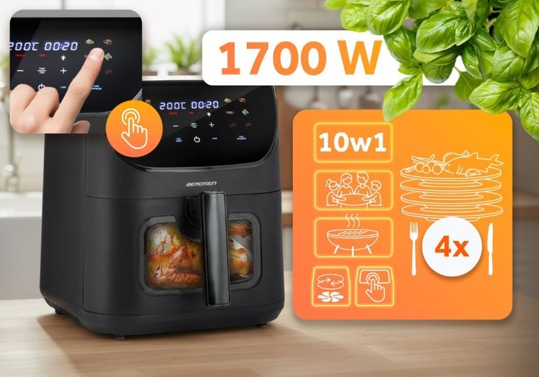 Berdsen, frytkownica beztłuszczowa, air fryer, czarny, BD-660
