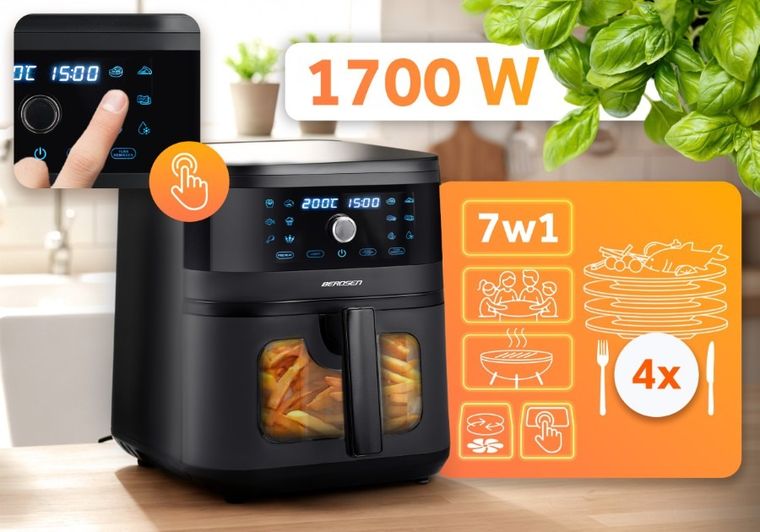 Berdsen, frytkownica beztłuszczowa, air fryer, czarny, BD-661