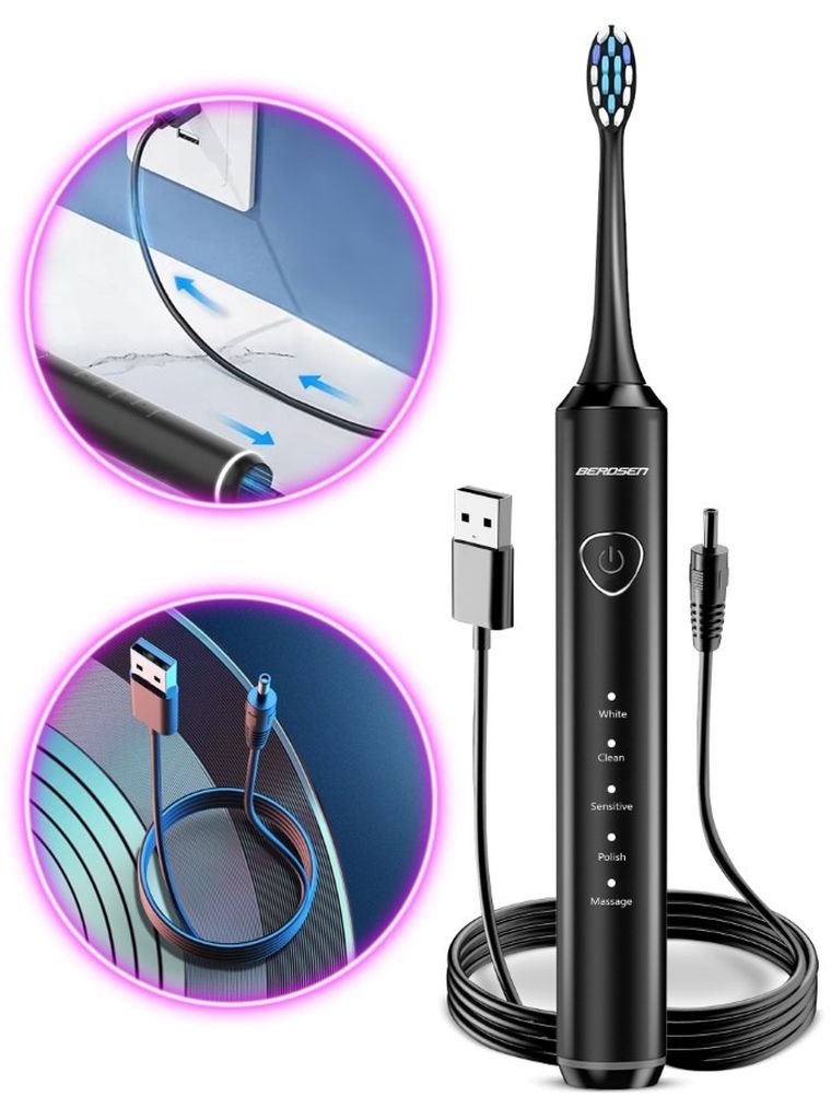 Berdsen, Sonica B5, szczoteczka soniczna do zębów, czarna
