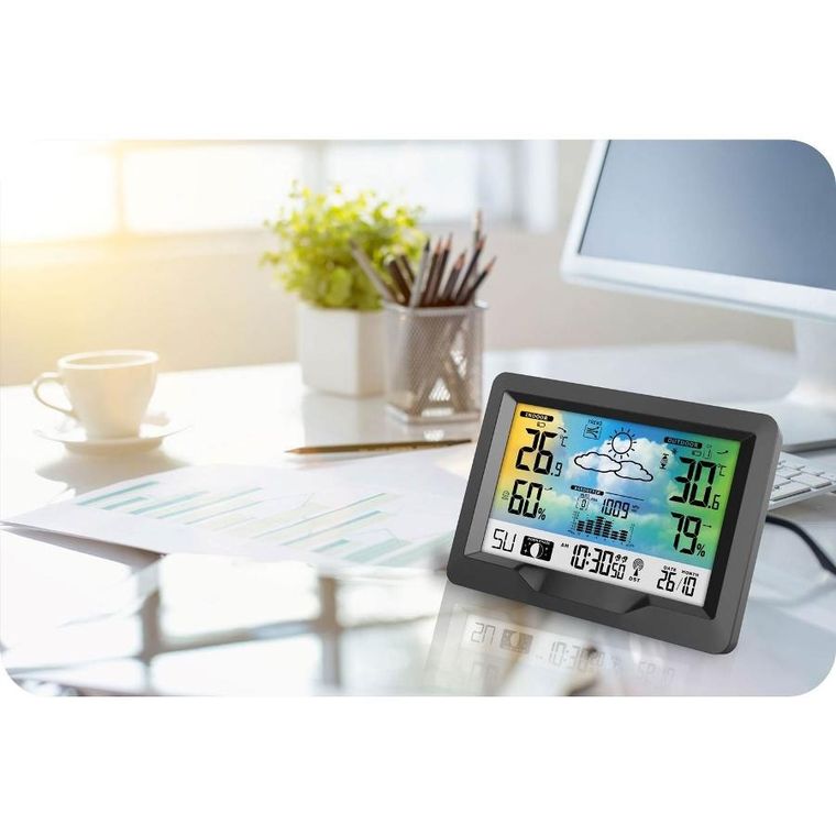 Berdsen, stacja pogodowa z wyświetlaczem, czarna