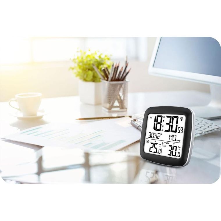 Berdsen, stacja pogodowa z wyświetlaczem, srebrna