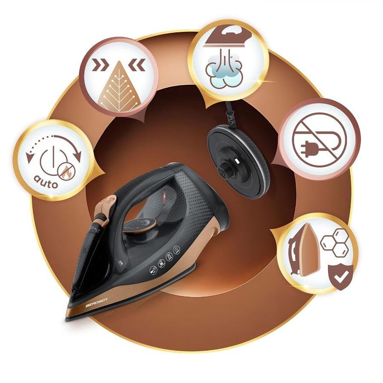 Berdsen, żelazko bezprzewodowe parowe, ceramiczna powłoka, 2600W, BD-333