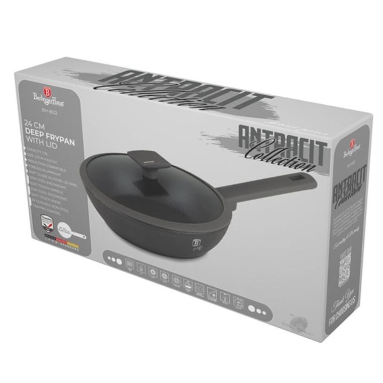 Berlinger Haus, Anthracite, głęboka patelnia tytanowa, 24 cm